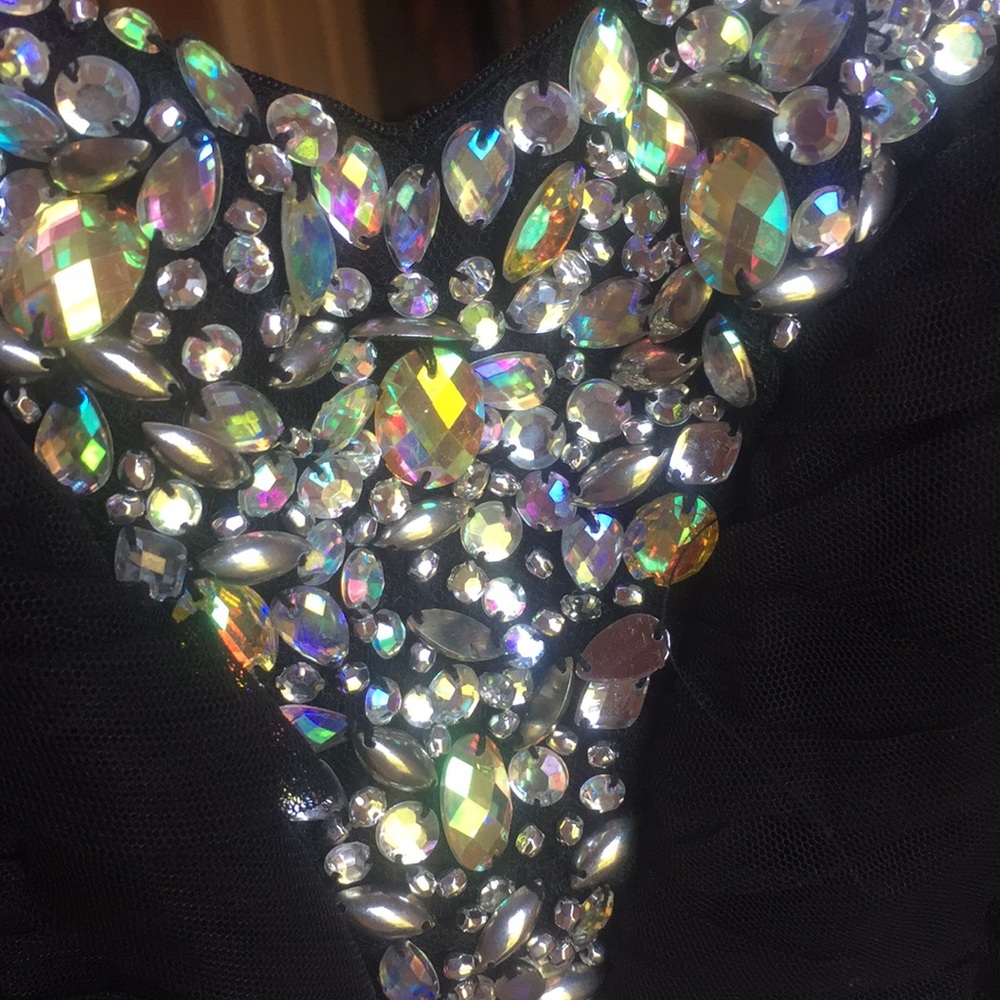 Black Rhinestone Prom Dress - Picture 3 of 5